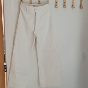 Zara White Marine High Rise Wide Leg Pants Size 6